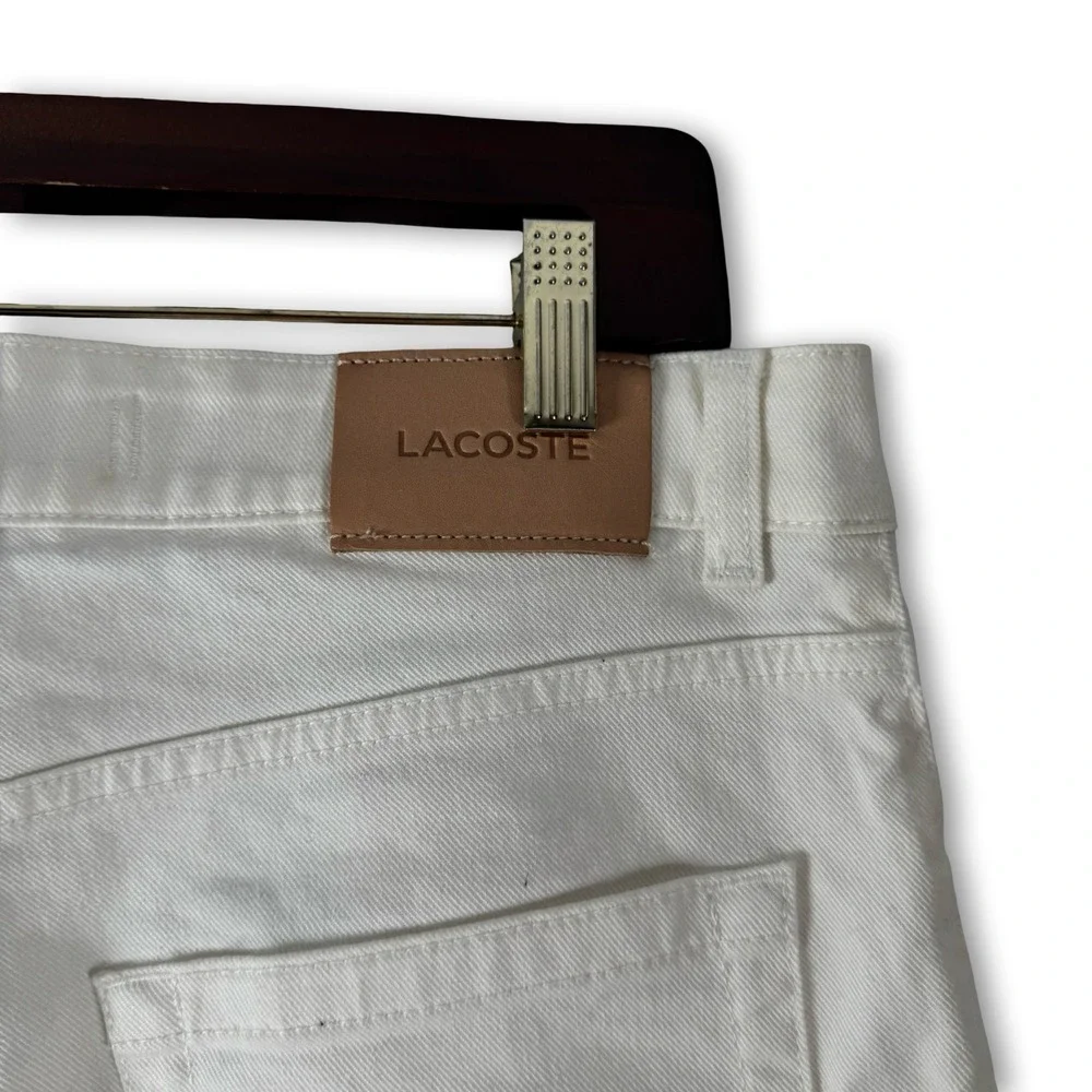 New Lacost Mens Off White Farine Denim Jeans Slim Fit Pants Sz 33